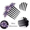 Yusier 2 PCS Flower Rhinestone Hair Comb for Women Hairpin