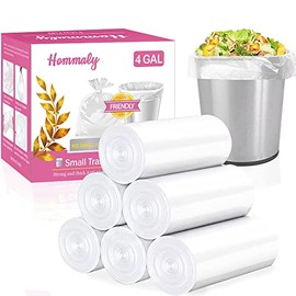 180 bolsas de basura pequeñas transparentes de 4 galones/180 bolsas de basura transparentes fuertes, bolsas de basura de baño, bolsas de plástico para oficina, forro de cesta de residuos, apto para 12-15 litros, 3,3.5, 4,4.5 galones (transparente 180)