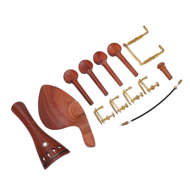 4/4 Wood Violin Parts Tailpiece Chinrest Tuning Pegs Metal Tail
