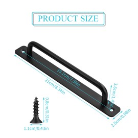 Laughhe Pack of 2 Barn Door Handle, High Performance Sliding Door Handle, Aluminium Alloy Door Handle with Screws, Hardware Door Handle, Black, for Cupboard, Door, Cabinet, Kitchen, Furniture, Bedroom