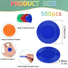 Coopay 500 Pieces 10 Colors Plastic Poker Chips, 1 Inch Bingo Chips Bulk Learning Counters Disks Poker Card Game, Counting Markers for Math Practice, Game Tokens and Teaching Rewards, 25 mm