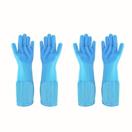 1TO3GO Pet Grooming Gloves Pet Hair Remover Cat, Dog Washing Gloves Silicone Heat Resistant Cleaning Gloves with High-Density Teeth Grooming Gloves for Dogs, Cats, Horses, Rabbits (2 Pairs - Blue)