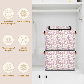 YoCosy Large Toy Box Collapsible Storage Bins with Lids Closet Storage Baskets for Organizing Shelves Nursery Toy Storage Organizer Boxes for Kids, Boys, Girls (Pink Purple Floral Butterfly)