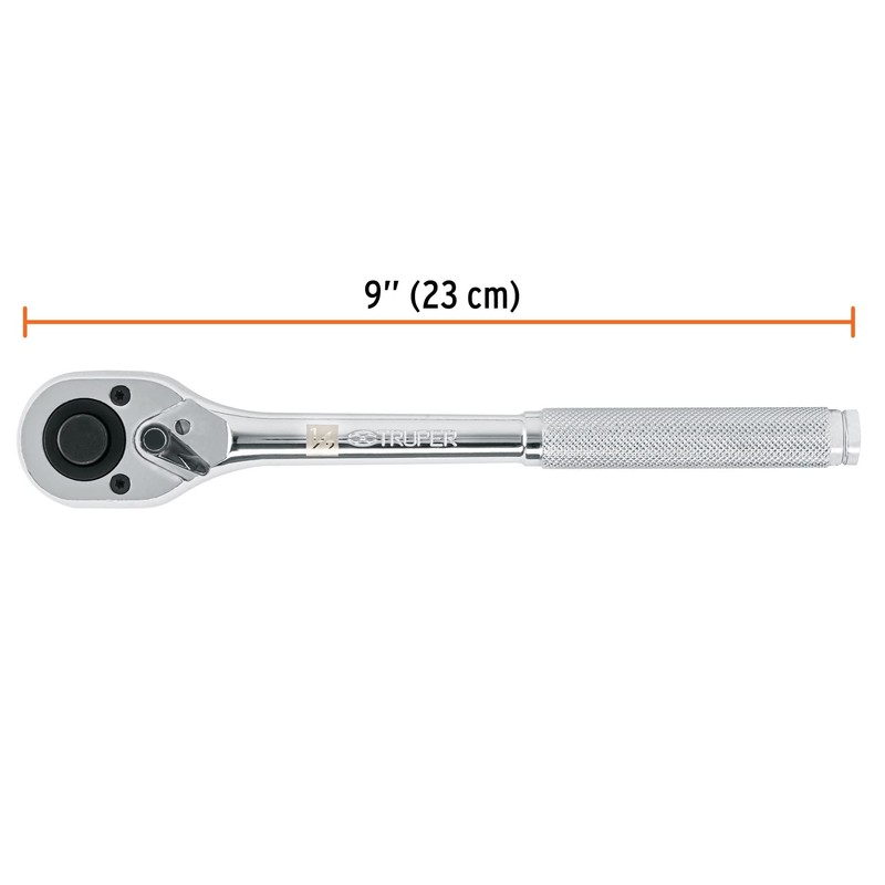 Truper M-1249, Matraca liberación rápida, cabeza de pera, cuadro 1/2"