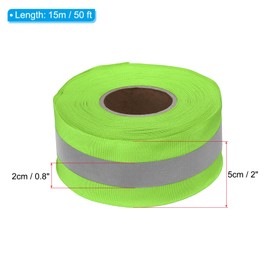 PATIKIL Reflective Tape Strip, 2"x 50Ft High Visibility Reflective Tape Sew-on DIY Warning Safety Fabric Webbing for Clothing Raincoats, Fluorescent Green