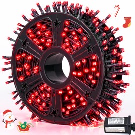 JMEXSUSS 500 LED Red Christmas Lights Outdoor, 173ft Christmas String Lights Plug in, Waterproof 8 Modes Red LED Twinkle Lights for Tree Party Xmas Holiday Decorations