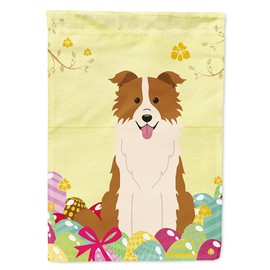 Caroline's Treasures BB6119CHF Easter Eggs Border Collie Red White House Flag Large Porch Sleeve Pole Decorative Outside Yard Banner Artwork Wall Hanging, Polyester, House Size, Multicolor