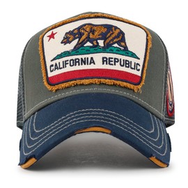 ililily Premium California Bear Embroidered Baseball Cap Vintage Trucker Hat, Dark Grey-Mesh
