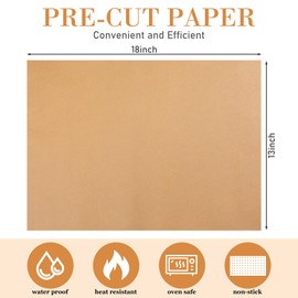 Harloon 200 Pcs Parchment Paper Baking Sheets, Heavy Duty Precut Baking Sheets Nonstick Parchment for Cookies Steaming Grilling Cooking Air Fryer Oven Pan Air Fryer(Brown,13 x 18 Inch)