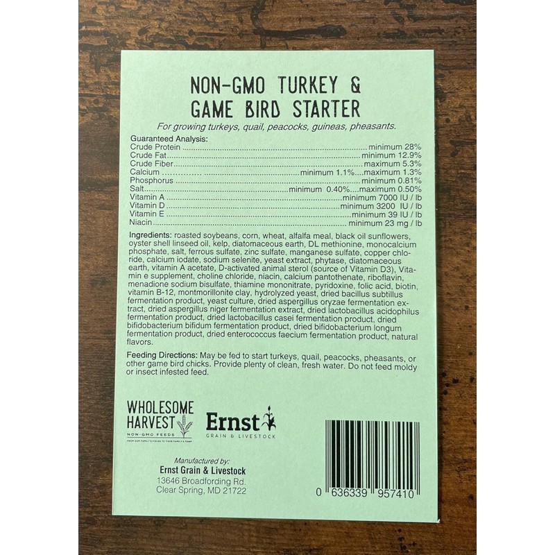 Wholesome Harvest Non-GMO Turkey & Game Bird Starter Feed –
