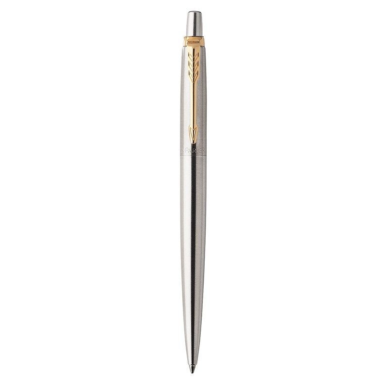 Parker Jotter Ballpoint Pen | Stainless Steel with Golden Trim