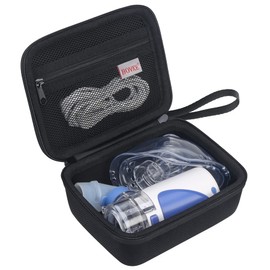 BOVKE Carrying Case for Handheld Mesh Nebulizer Machine for Adults and Kids, Portable Nebulizer Cool Mist Steam Inhaler Atomizer Machine Holder with Extra Pocket for Accessories, Black (CASE ONLY)