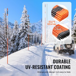 HappyBuy Driveway Markers, 30 PCS 48 inch, 0.31 inch Diameter, Orange Fiberglass Poles Snow Stakes with Reflective Tape, 12" Steel Drill Bit & Protection Gloves for Parking Lots and Walkways