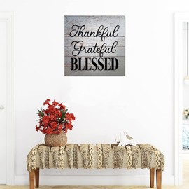 Thankful Grateful Blessed Grateful Wooden Sign Wood Plaque with Bark Wood Carved Family Name Signs Wooden Menu Boards Routed Wood Signs Near Me Smooth Classic Love for Engaged 40X40