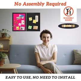 Cork Board Bulletin Board Wood Framed Display with Felt, Pin Board for Jewelry, Notes, Memos, Photos, Home, Kitchen, Office, School, Wall, 15"x11", Wood Framed(Black) & Felt(Black)