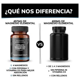 Citrato De Magnesio Complex  Piperina (Pimienta Negra)  Citrato, Glicinato, L- treonato Y xido De Magnesio  Magnesium - Vitaminas Para Hombre  Mujer  