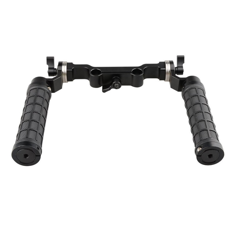CAMVATE ロゼットハンドルグリップ（2本セット）＋15mmダブルロッドクランプ ロゼットアダプター 1/4"ネジ穴付き DSLRカメラ、フォローフォーカス用