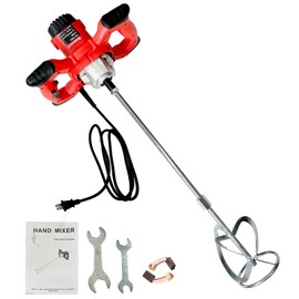 Cement Mixer, 110V Handheld Electric Concrete Mixer with 6 Adjustable Speed, Portable Mortar Mixer,for Mixing Mud, Putty,Cement, Mortar,Paint,Grout Plaster Thinset Fodder Stirring Tool,Single Paddle