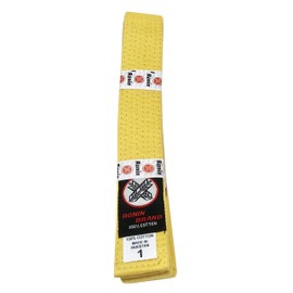 Ronin Brand Cinturón de rango de uniforme de artes marciales de color sólido, amarillo, verde, naranja, azul, morado, rojo, café y negro, calidad premium (amarillo, 2)