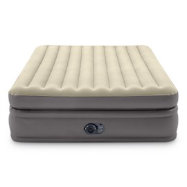 Intex 64163ED Queen Prime Comfort Elevated Air Mattress: Fiber-Tech – Queen Size – Built-in Electric Pump – 20in Bed Height – 600lb Weight Capacity