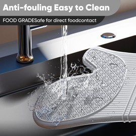 HGYI Silicone Oven Mitts, Heat Resistant Oven Gloves with Quilted Liner, Waterproof & Non-Slip Kitchen Mittens for Baking Cooking BBQ, 500°F, 12.5"-Light Gray