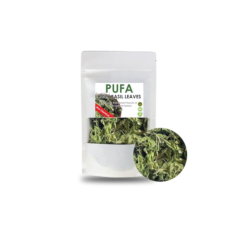 PUFA Dried Thai Holy Basil Leaves, Tulsi Cooking Herbs and