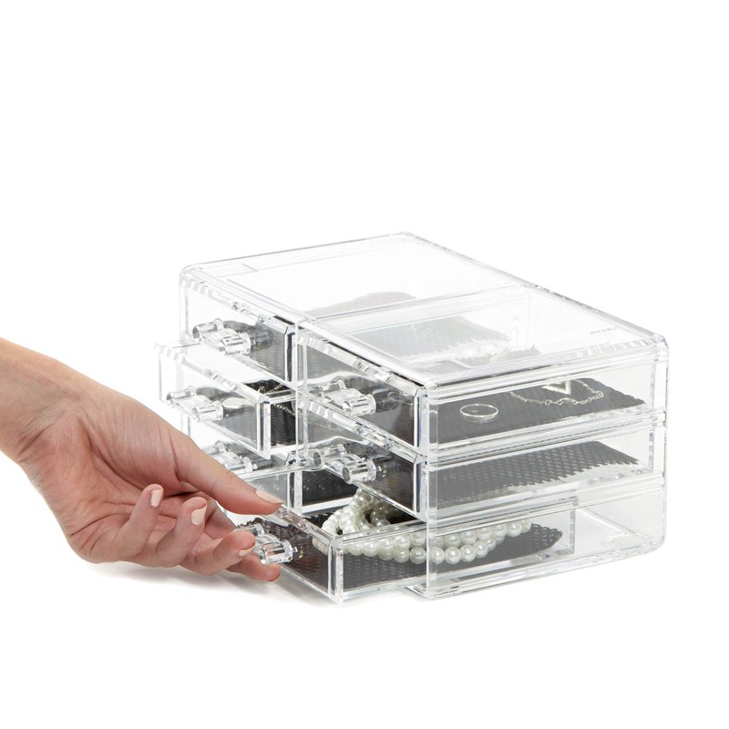 Compactor Bijoux Jewellery Organiser with 3 Drawers, Transparent, POLYSTYRENE, Small