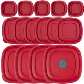 Replacement Lids for Rubbermaid Food Storage Containers - Includes 15 Lids: (5) Fits 1/2-Cup, (6) Fits 1.25-Cup, and 2-Cup Sizes, (4) Fits 3/5/7 Cup Sizes, Vented (Red)