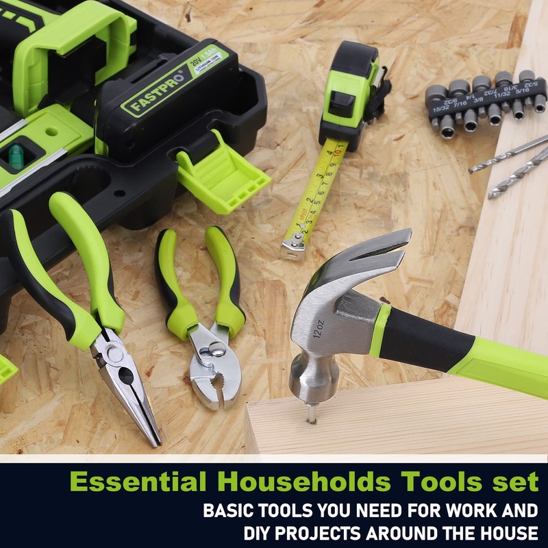 FASTPRO 177-Piece 20V Cordless Lithium-ion Drill Driver and Home Tool