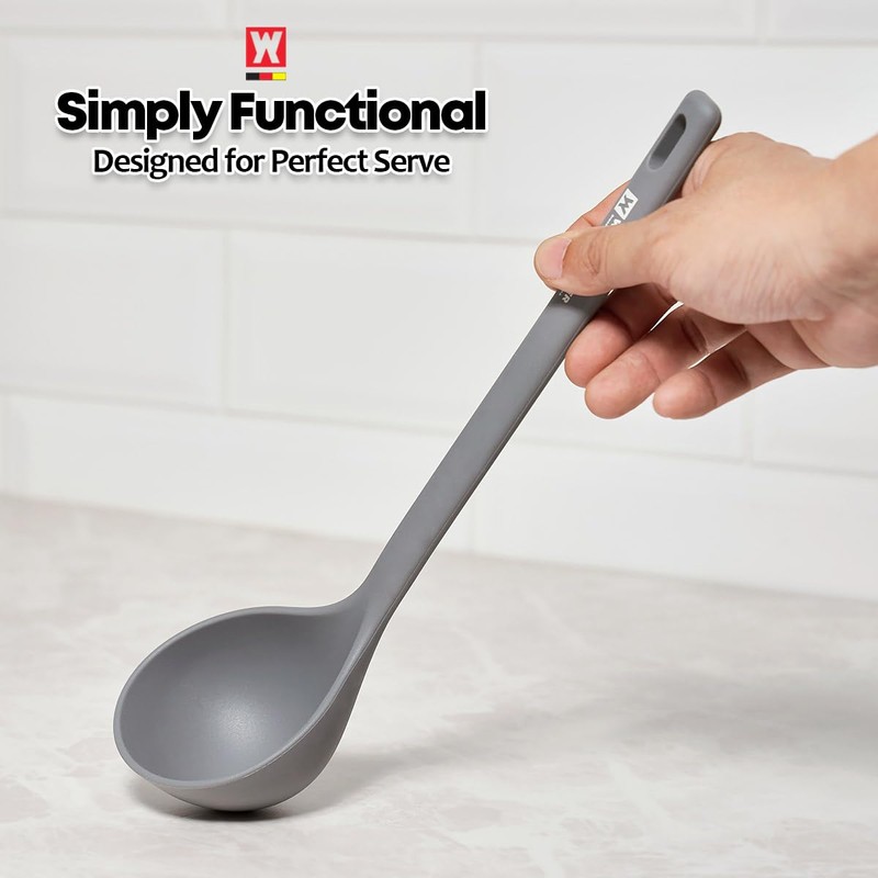 Wagensteiger Dark Gray Silicone Ladle: Heat Resistant with Gentle Head