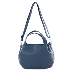 modamoda de T218 Women's Leather Handbag, Tote Bag, Shoulder Bag, Handmade in Italy, Sapphire Blue / Metal Gold