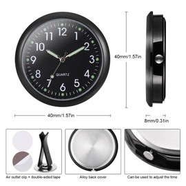 JIZZU Car Clock, Mini Vehicle Dashboard Clock for Car, Mini Quartz Analogue Car Dashboard Clock, Clock Time, Car Air Vent Clip Clock for Car Interior Decoration, Small Wall Clock, Home Decor