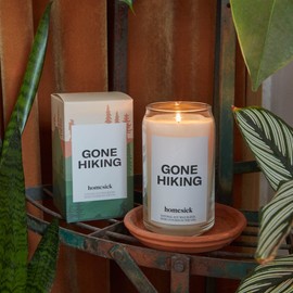 Homesick Premium Scented Candle, Gone Hiking - Scents of Pine, Jasmine, Sandalwood, 13.75 oz, 60-80 Hour Burn, Natural Soy Blend Candle Home Decor, Relaxing Aromatherapy Candle