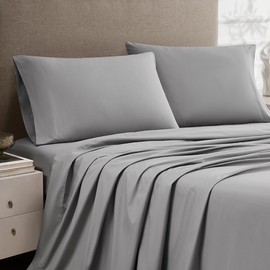 Linen Closet Luxury Cotton Percale Standard Pillowcases, Set of 2, Dark Gray