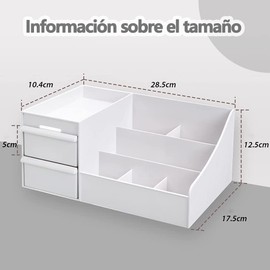 Organizador de Maquillaje con Cajones, Caja Blanca para Cosméticos, Organizador de Baño, Elegante Soporte de Tocador para Pintalabios, Brochas, Lociones, Sombras de Ojos, Esmalte de Uñas y Joyas