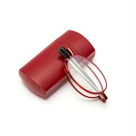 Gafas de Lectura Mini Plegables para Hombre y Mujer | Ligeras, con Estuche Portátil | Graduación +1.00 hasta + 4.00 | Almohadilla Nasal Cómoda y Patillas de Acero Inoxidable (Rojo, 1.5, x)