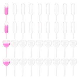 PATIKIL Cupcakes Pipettes, 100 Pcs 4ml Disposable Plastic Dessert Pipettes Strawberry Pipettes Squeeze Transfer Pipettes Droppers for Cupcakes Mini Cakes Desserts, Clear, Dropper/Heart