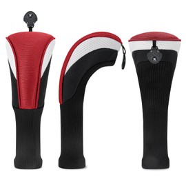 Golf Club Head Covers for Fairway Woods Driver Hybrids 3 Pieces Long Neck Mesh Sports Fan Golf Club Headcovers Set with Interchangeable No. Tags 3 4 5 6 7 X Golf Accessories for Men Women.