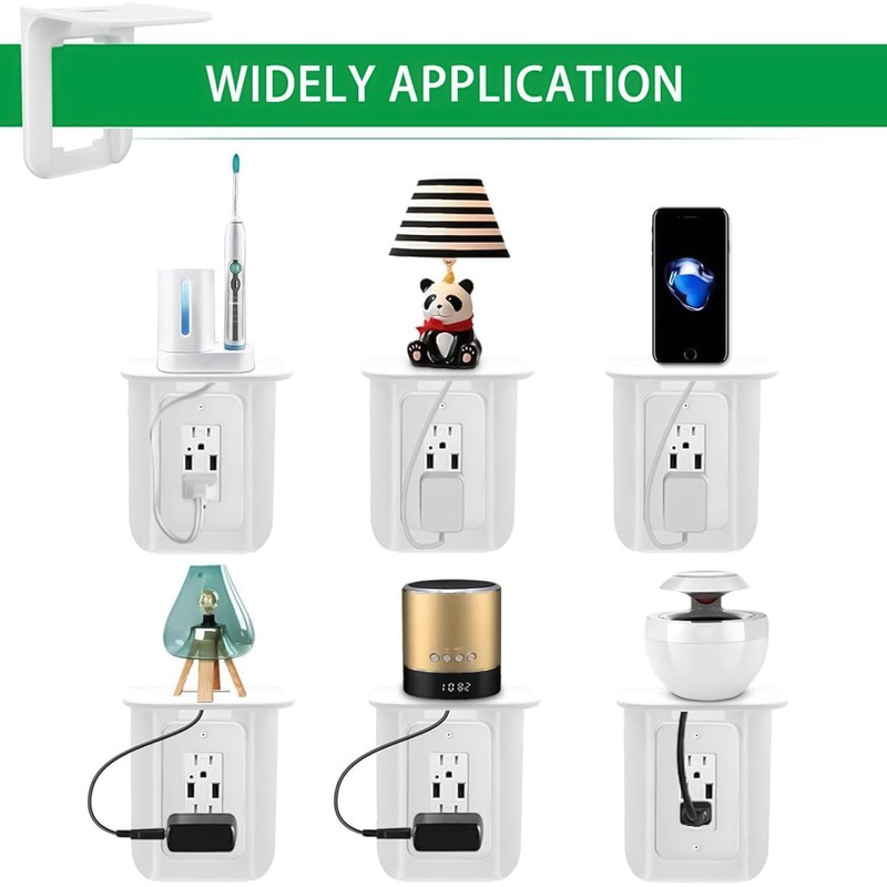 WILAOIYOOU Outlet Shelf, Bathroom Wall Holder with Built-in Cable Management,
