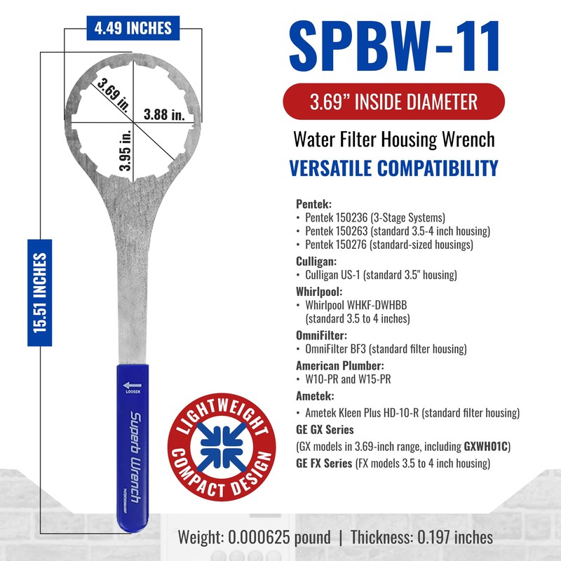 Superb Wrench SPBW-11 Water Filter Wrench, 3.69 In, Compatible with