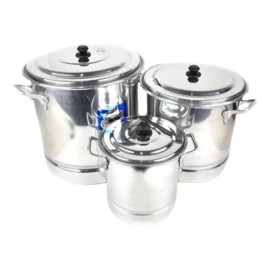 VAP2000 Juego De 3 Vaporeras Con Tapa Y Disco Cap 5, 12 Y 20  Litros