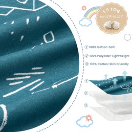 ZIGJOY Baby Sleeping Bag 1.5 TOG Sleeping Bag 6-12 Months Baby Sleep Bag Toddler Wearable Blanket with 2-Way Zipper for All Seasons, Blue Planet, M