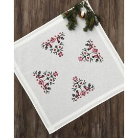 Permin Tablecloth Cross Stitch Embroidery Kit Birds with Hearts Embroidery Picture Printed
