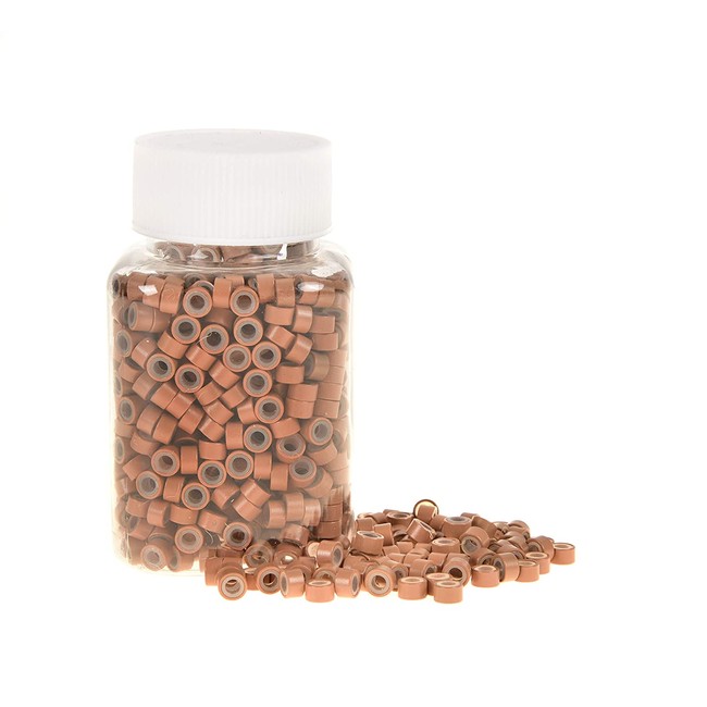 1000Pcs Premium Silicone Micro Link Rings 5mm Lined Beads for I Tip Hair Extensions (1000Pcs, Light Brown)