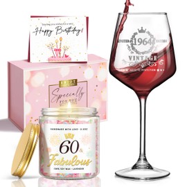 LUCOTIYA 60TH Birthday Gifts for Her, Funny 60th Birthday Gifts for Women Vintage 1964 60th Birthday Decorations For Women 60 Bday Gifts Idea For Women,Friends,Sister,Mom, Aunt - Turning 60 Present