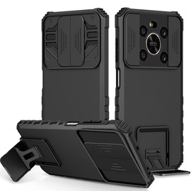 Schutzhülle für Honor Magic 4 Lite/Honor X9, Handyhülle, Kameraschutz, Schutzhülle mit ausziehbarer Linse, 360 Grad Full Body Armor und stoßfest, langlebig, Bumper mit Stereo-Halterung, Schwarz