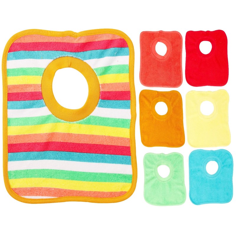 7 Pack Bibs Baby MultiColour PopOver Unisex Soft Terry Towelling