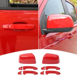 PDKLIN for Colorado Side Mirror Cover Door Handle Cover Trim Red Compatible with Chevy Colorado/GMC Canyon 2014-2022 Red Exterior Accessories 6pcs