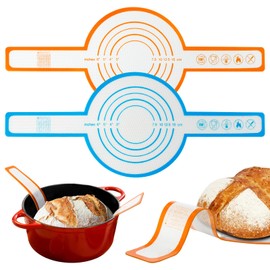 【2 PCS】JEEPHEE Silicone Bread Sling for Dutch Oven-Best Japan Silicone, Non-Stick & Easy Clean & Reusable & Non-Slip Silicone Bread Baking Mat with Long Handles, Easy to Transfer Sourdough Bread