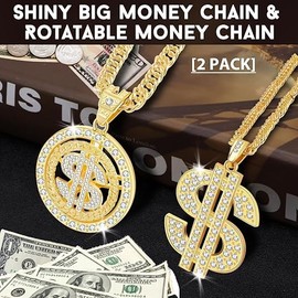 YUNHENTONG Hip Hop Jewellery, Rapper Accessories, Dollar Chain, Chain Dollar Sign, 80s 90s Men's Hip Hop Accessories Necklace , Accessory, Costume, Carnival, Theme Party, Plastic, No Gemstone